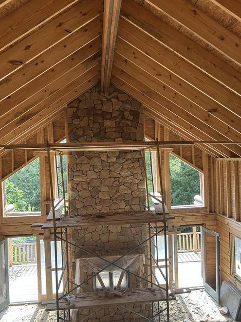 The same chimney, mid-build