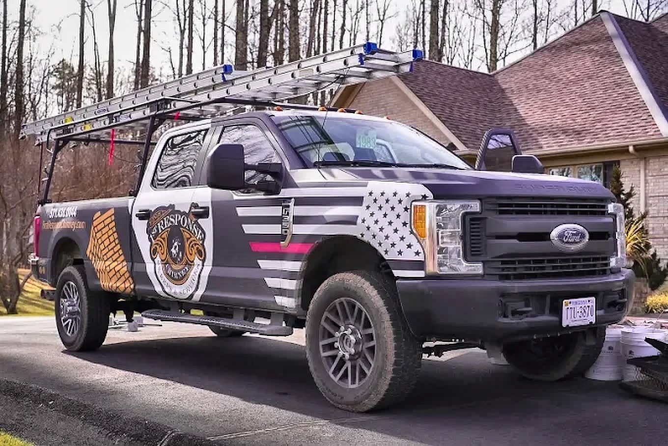 A First Response Chimney truck parked at a home in the Valley