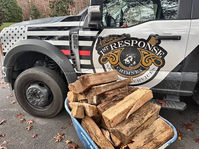 Seasoned wood off the back of the truck