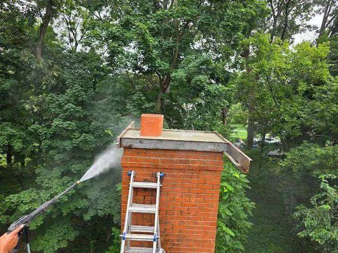 Washing years of staining off the brick